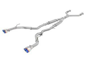 49-36132NM-L | AFE Power Takeda 2-1/2 IN 304 Stainless Steel Cat-Back Exhaust System w/ Blue Flame Tips (2016-2024 Q50 V6-3.0L tt)