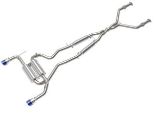 aFe Power - 49-36136-L | AFE Power Takeda 2-1/2 IN 304 Stainless Steel Cat-Back Exhaust System w/ Blue Flame Tips (2014-2015 Q50 V6-3.7L) - Image 1