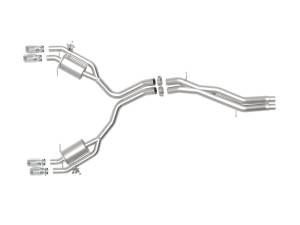 aFe Power - 49-36427-P | AFE Power MACH Force-Xp 3 IN to 2-1/2 IN Stainless Steel Cat-Back Exhaust System Polished (2018-2020 RS5 V6-2.9L tt) - Image 2