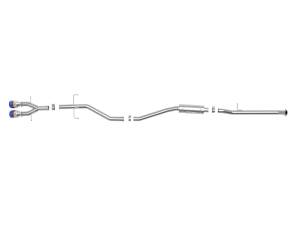 aFe Power - 49-36620-L | AFE Power Takeda 2-1/2 IN 304 Stainless Steel Cat-Back Exhaust System w/ Blue Flame Tip (2017-2020 Civic Si L4-1.5L t) - Image 2