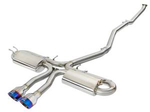 49-36621-L | AFE Power Takeda 3 IN 304 Stainless Steel Cat-Back Exhaust System w/ Blue Flame Tips (2017-2020 Civic Si L4-1.5L t)