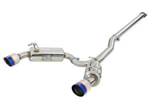 49-36701-L | AFE Power Takeda 3 IN to 2-1/2 IN 304 Stainless Steel Cat-Back Exhaust w/ Blue Flamed Tips (2008-2015 Lancer L4-2.0L t)