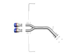 aFe Power - 49-37012-L | AFE Power Takeda 3 IN to 2-1/2 IN 304 Stainless Steel Axle-Back Exhaust w/ Blue Flame Tip (2019-2021 Veloster L4-1.6L t) - Image 2