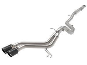 49-37018-C | AFE Power Takeda 2-1/2 IN to 3 IN 304 Stainless Steel Cat-Back Exhaust w/ Carbon Fiber Tip (2013-2017 Veloster L4-1.6L t)