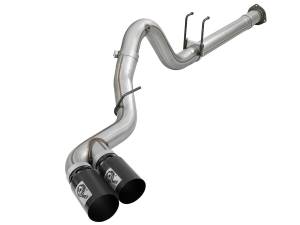 49-43102-B | AFE Power Rebel XD Series 4 IN 409 Stainless Steel DPF-Back Exhaust w/Dual Black Tips (2017-2024 F250, F350 Super Duty V8-6.7L td)