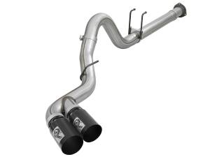 49-43120-B | AFE Power Rebel XD Series 4 IN 409 Stainless Steel DPF-Back Exhaust w/Dual Black Tips (2011-2014 F250, F350 Super Duty V8-6.7L td)