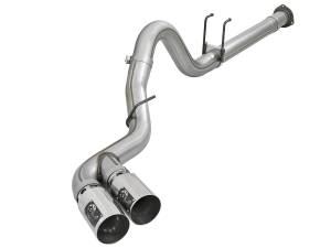 49-43120-P | AFE Power Rebel XD Series 4 IN 409 Stainless Steel DPF-Back Exhaust w/Dual Polished Tips (2011-2014 F250, F350 Super Duty V8-6.7L td)