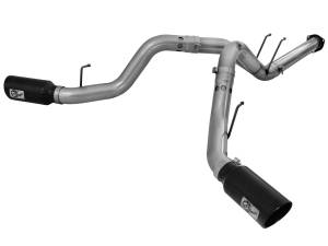 49-43122-B | AFE Power Large Bore-HD 4 IN 409 Stainless Steel DPF-Back Exhaust System w/Black Tip (2015-2016 F250, F350 Super Duty V8-6.7L td)