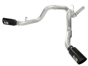 49-44043-B | AFE Power Large Bore-HD 4 IN 409 Stainless Steel DPF-Back Exhaust System w/Black Tip (2011-2016 Silverado, Sierra 2500 HD, 3500 HD V8-6.6L td)