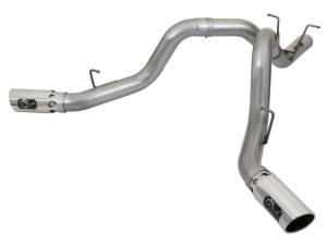 49-44086-P | AFE Power Large Bore-HD 4 IN 409 Stainless Steel DPF-Back Exhaust w/Dual Polished Tips (2017-2019 Silverado, Sierra 2500 HD, 3500 HD V8-6.6L td)