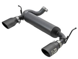 49-48061-B | AFE Power Rebel Series 2-1/2 IN 409 Stainless Steel Axle-Back Exhaust System w/ Black Tips (2007-2018 Wrangler JK V6-3.6L/3.8L)