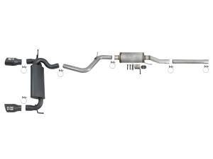 aFe Power - 49-48062-B | AFE Power Rebel Series 2-1/2 IN 409 Stainless Steel Cat-Back Exhaust System w/ Black Tips (2007-2018 Wrangler JK V6-3.6L/3.8L) - Image 2