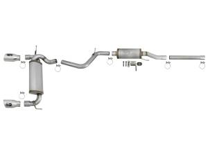 aFe Power - 49-48062-P | AFE Power Rebel Series 2-1/2 IN 409 Stainless Steel Cat-Back Exhaust w/ Polished Tips (2007-2018 Wrangler JK V6-3.6L/3.8L) - Image 2