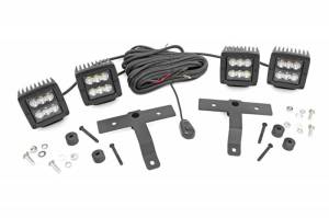 Copy of 70822 | Rough Country Quad 2 Inch LED Light Pod Kit For Jeep Gladiator JT / Wrangler 4xe / Wrangler JL | 2018-2023 | Black Series