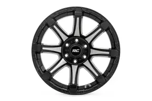 81201812M | Rough Country 81 Series Wheel | One-Piece / Semi Gloss Black With Machined Spokes / 20x10 / 6x5.5 / -19mm