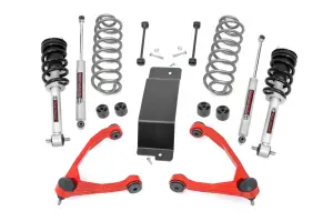 19332RED | Rough Country 3.5 Inch Suspension Lift Kit Forged UCAs For Chevrolet Suburban, Tahoe, Avalanche / GMC Yukon, Yukon XL (2007-2020) | Red Finish, N3 Struts With N3 Rear Shocks